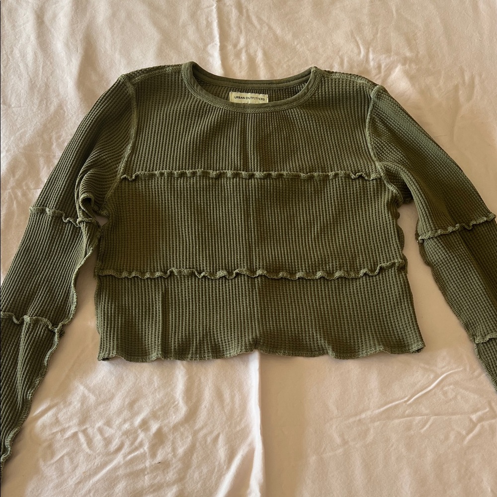 Urban Outfitters Olive Ribbed Crop Top